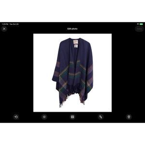 EWM Pure Classics Blue Plaid Poncho/Wrap/Cape